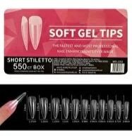 Acrylic Soft Gel Tips Long Medium Stiletto - 550ct Box